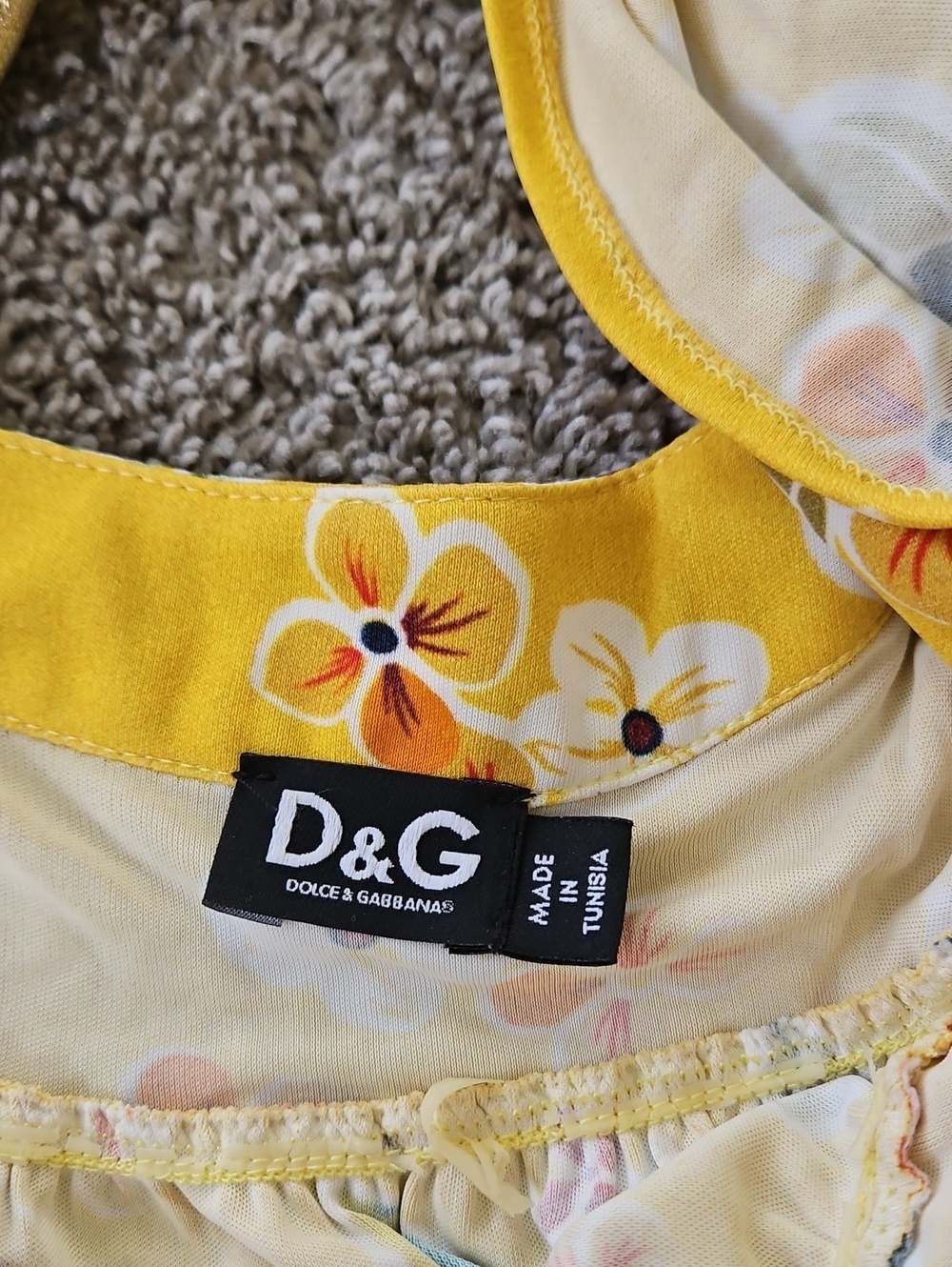 Dolce & Gabbana Yellow Floral Dress with Gold Belt 40/S - Picture 10 of 11